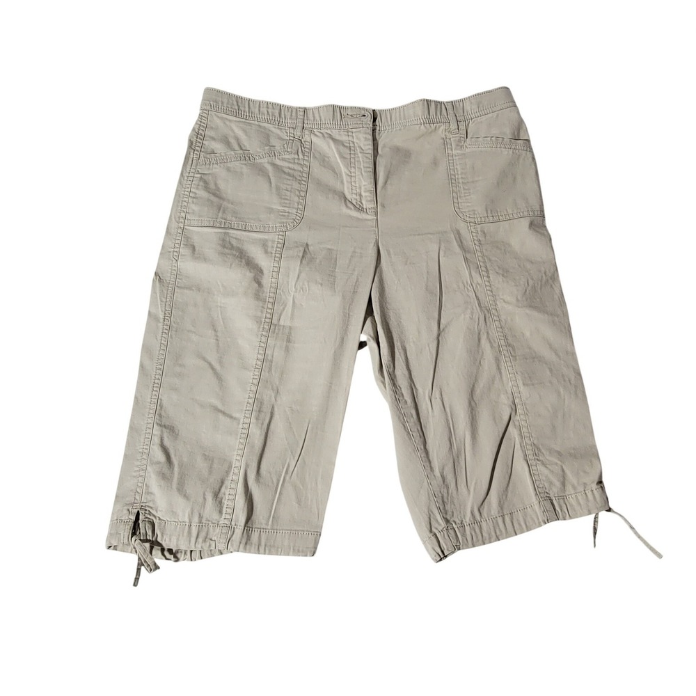 Karen Scott‎ Womens Petites Beige Cotton Stretch Capri Cargo Pants Size 16P